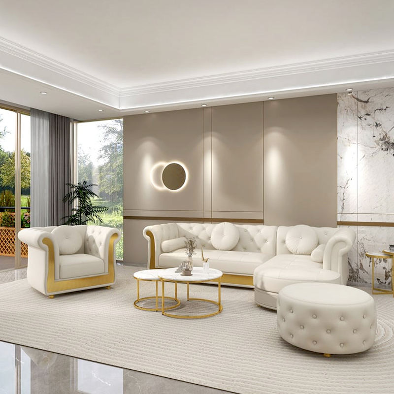Luxury Couches L Shape Sofa Set Sectional Corner Modular Living Room