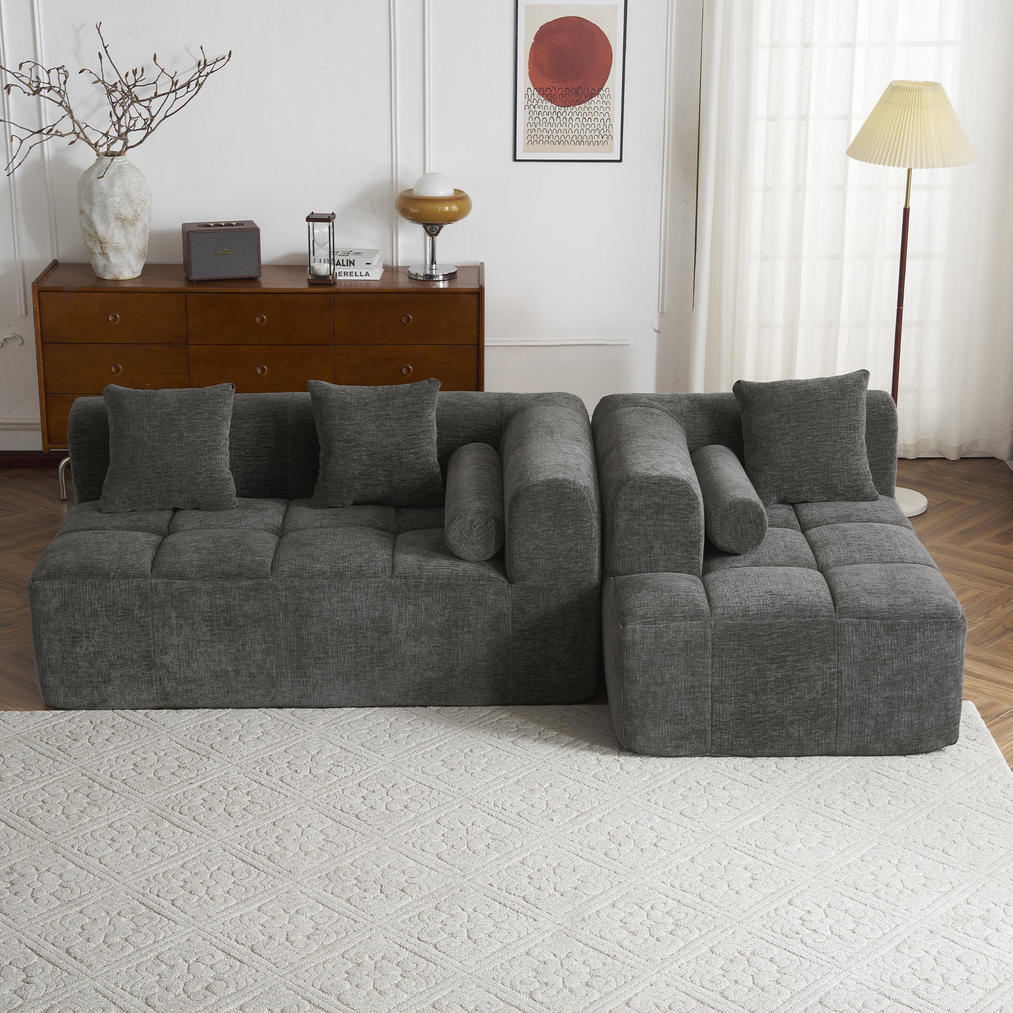 Compression Sofa Convertible Floor Sofa Bed with Fixed-Shape Frame
