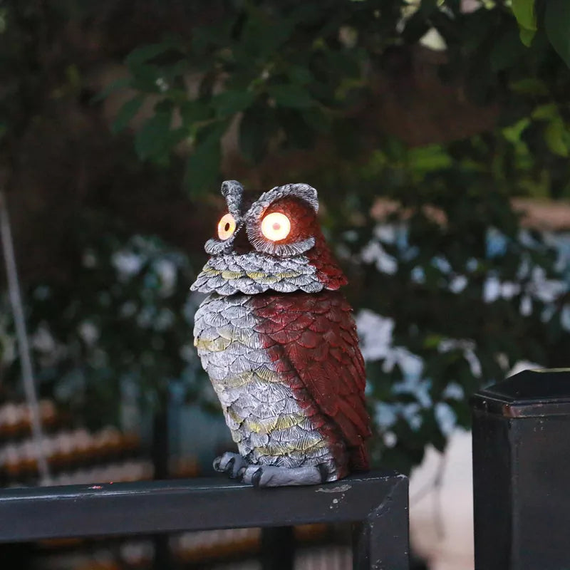 Garden Owl Statue Solar Powered Outdoor Figurine Light