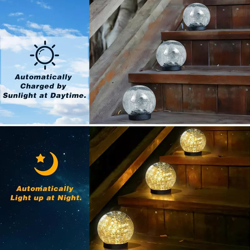 6 Pack 30 LEDs Cracked Glass Ball Light