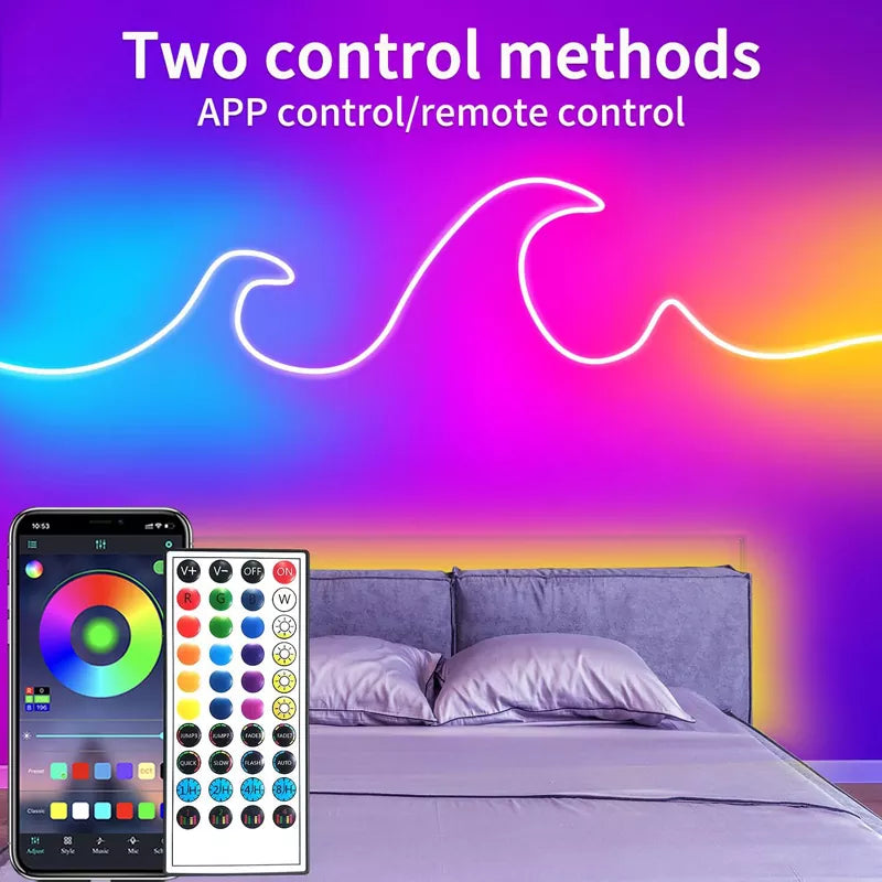 LED Neon Lights Strip 15M 24V RGB with Remote APP Control