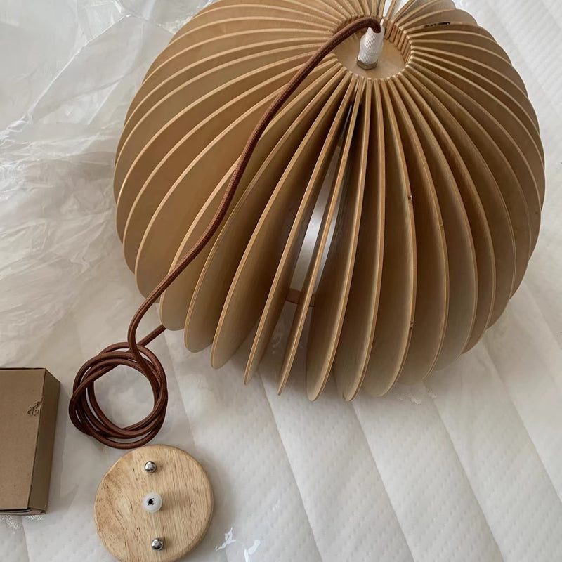 Wood Pumpkin Pendant Lights