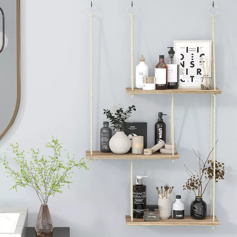 Hanging Shelves for Wall 3 Tier Boho