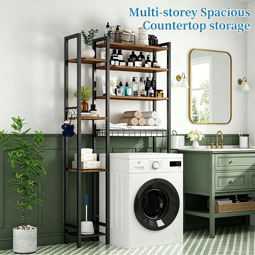 8-Tier Over The Toilet Storage with Side Rack