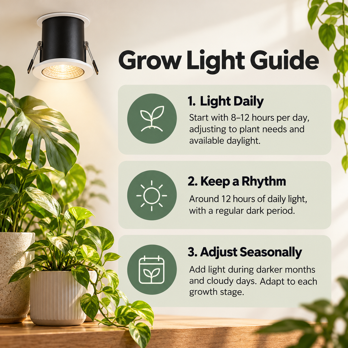 Full Spectrum Adjustable Embedded Grow Light for Indoor Plants