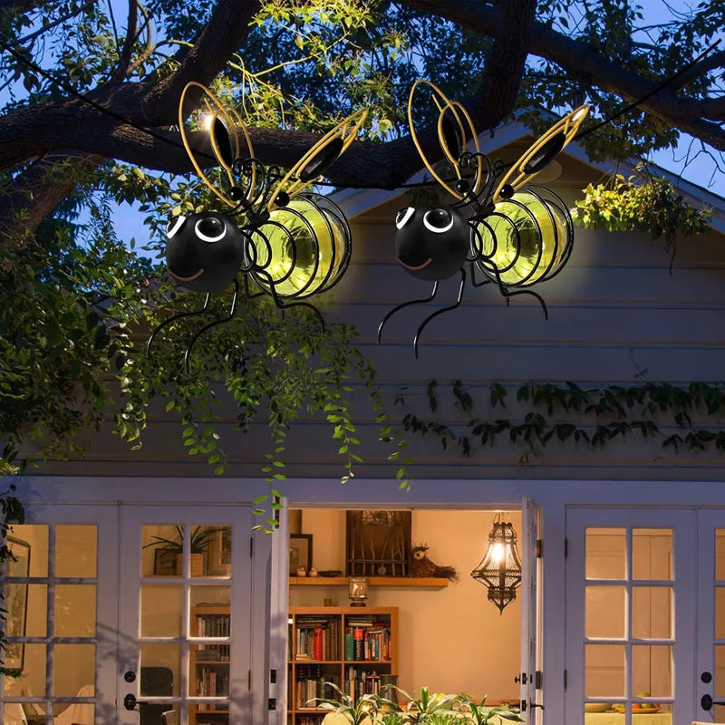 Hanging Bee Solar Garden Lights Decor for Outside (2 PCS)