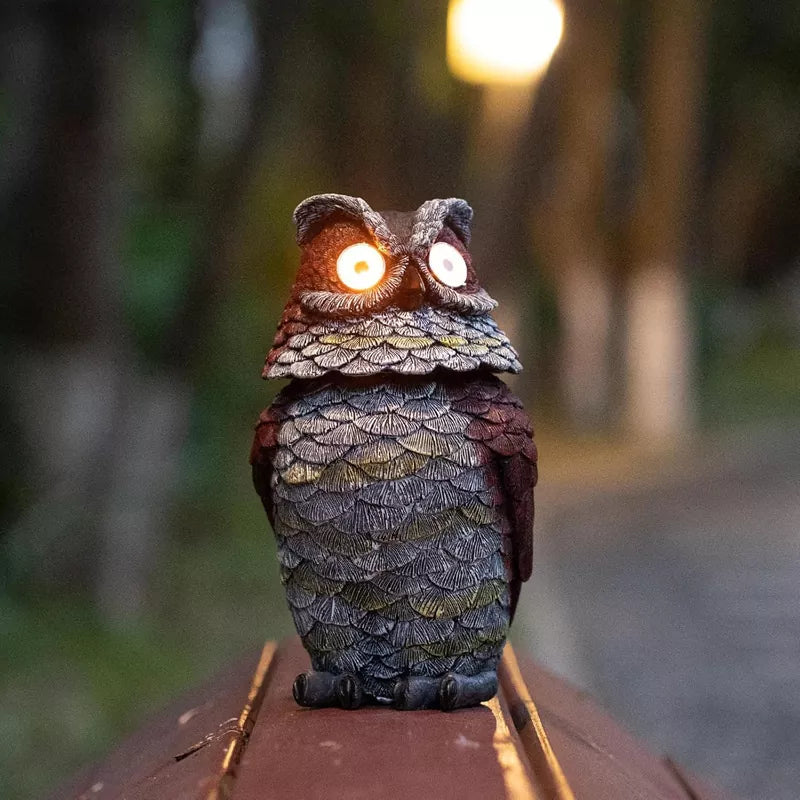 Garden Owl Statue Solar Powered Outdoor Figurine Light