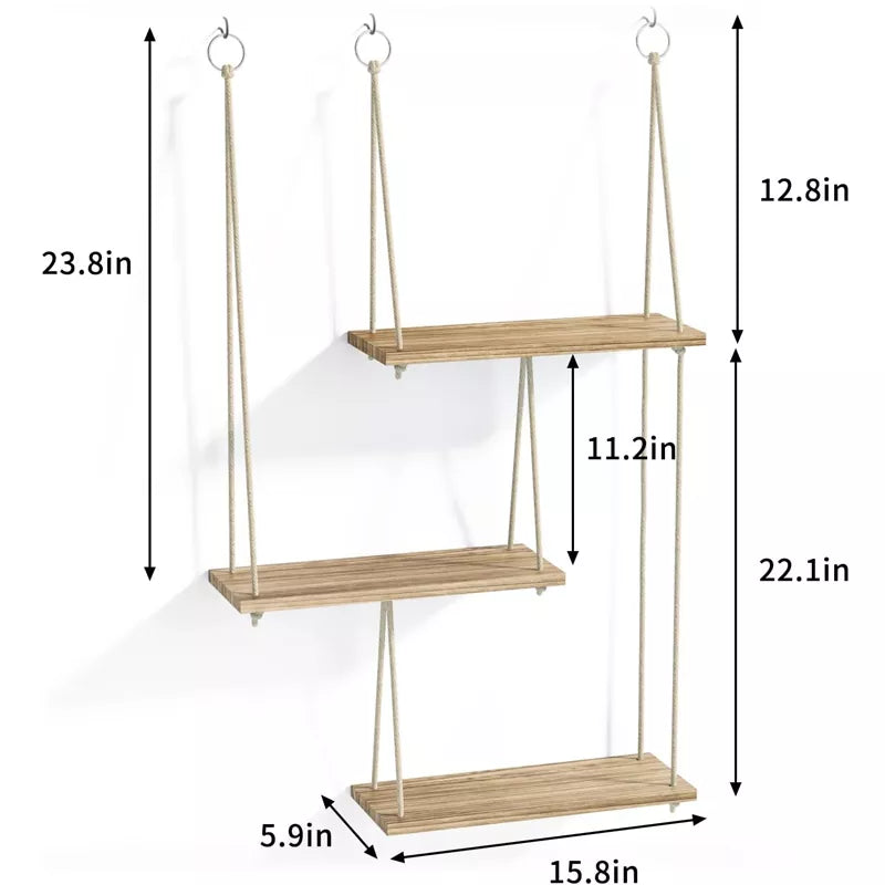 Hanging Shelves for Wall 3 Tier Boho