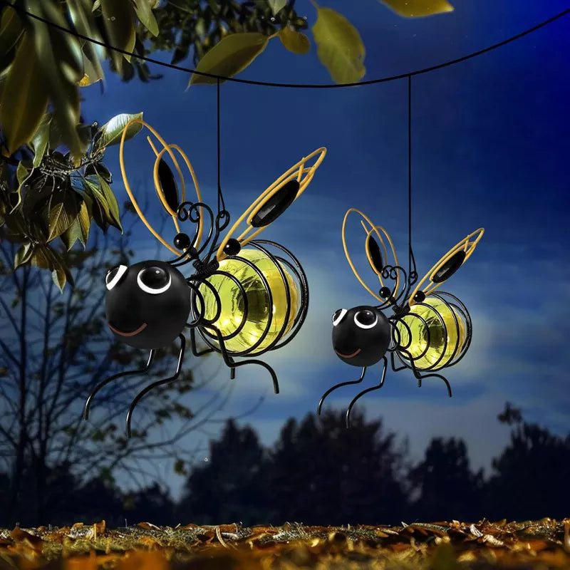 Hanging Bee Solar Garden Lights Decor for Outside (2 PCS)