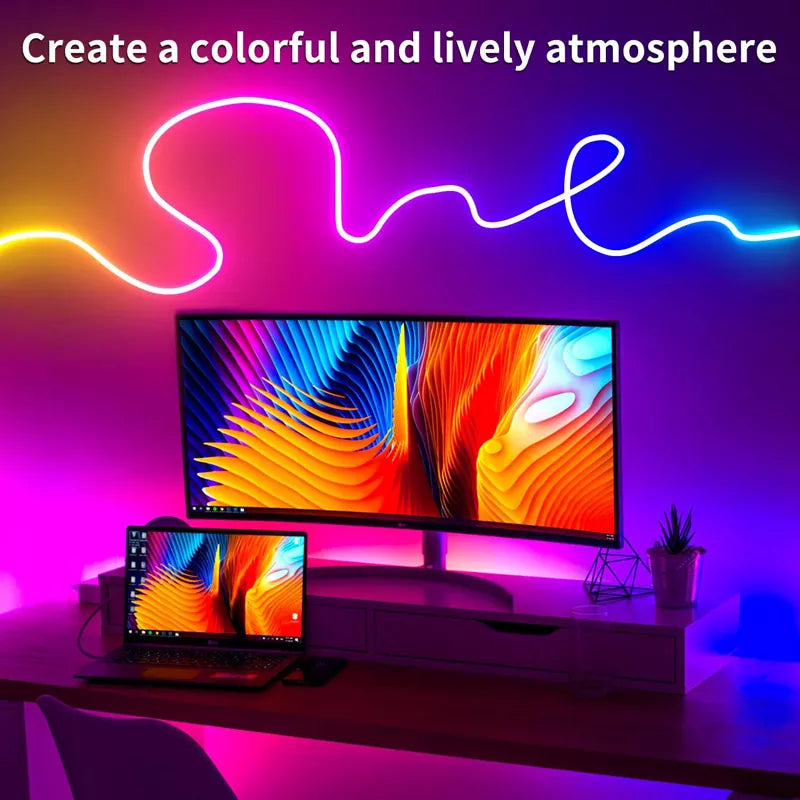 LED Neon Lights Strip 15M 24V RGB with Remote APP Control