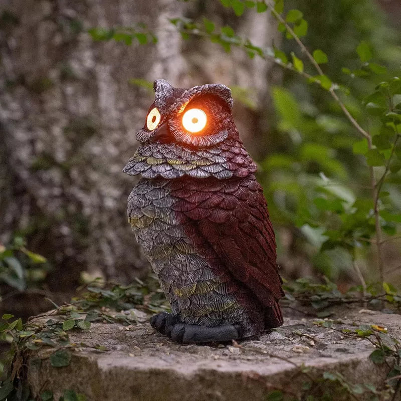 Garden Owl Statue Solar Powered Outdoor Figurine Light