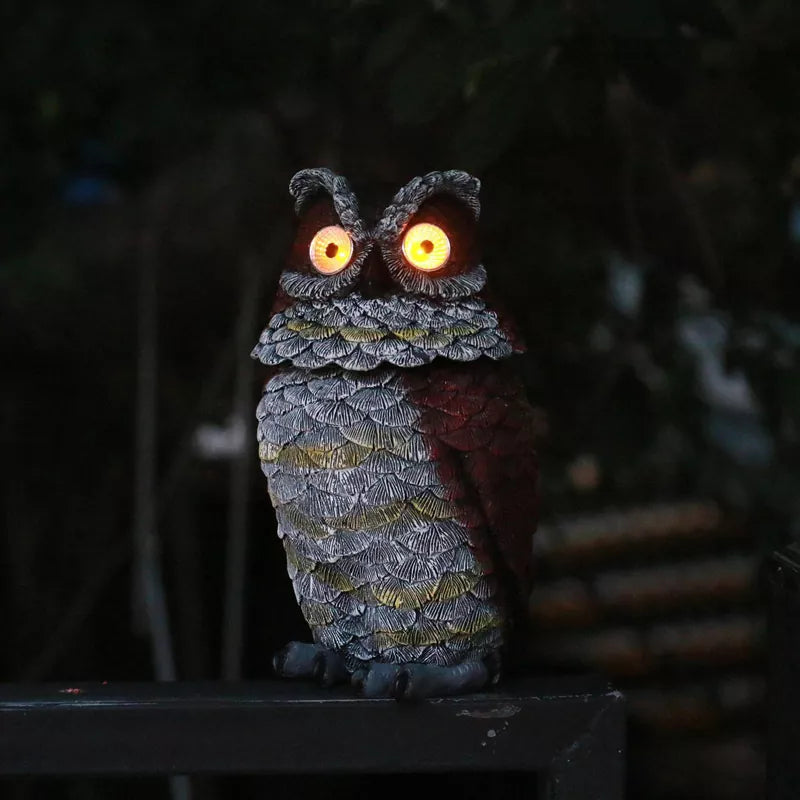 Garden Owl Statue Solar Powered Outdoor Figurine Light