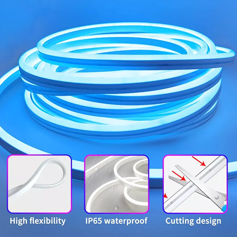 LED Neon Lights Strip 15M 24V RGB with Remote APP Control