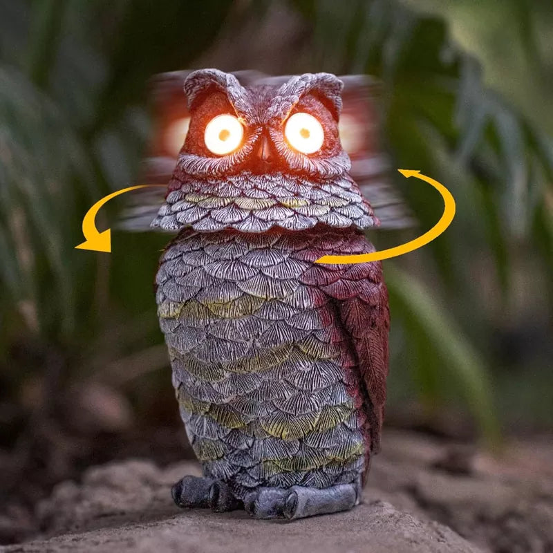 Garden Owl Statue Solar Powered Outdoor Figurine Light