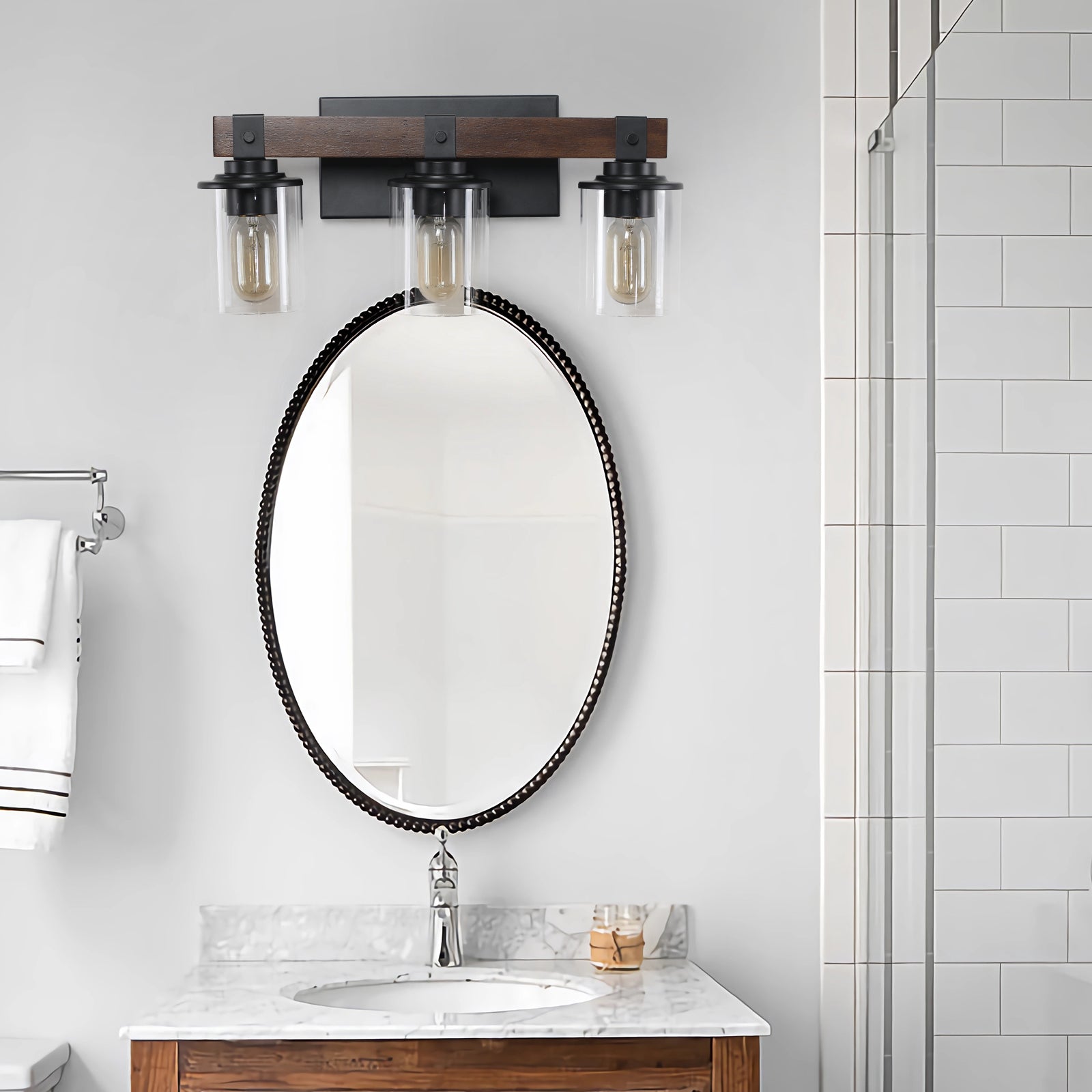 19" Rustic 3-Light Vanity Light Industrial Bathroom Wall Sconce