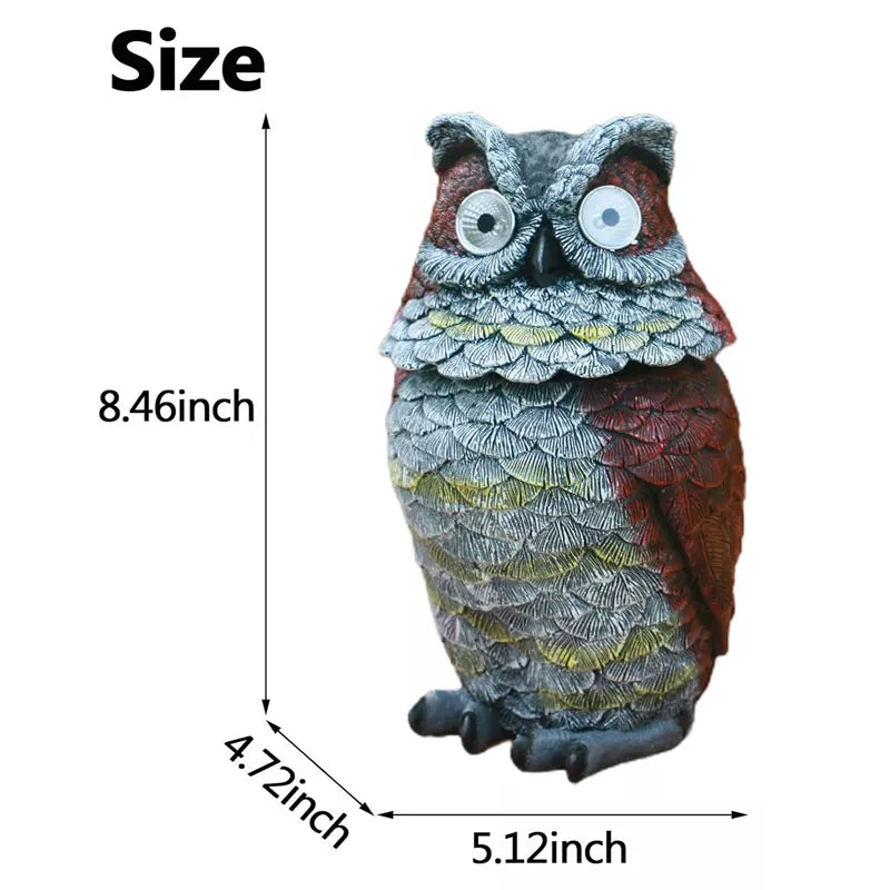 Garden Owl Statue Solar Powered Outdoor Figurine Light