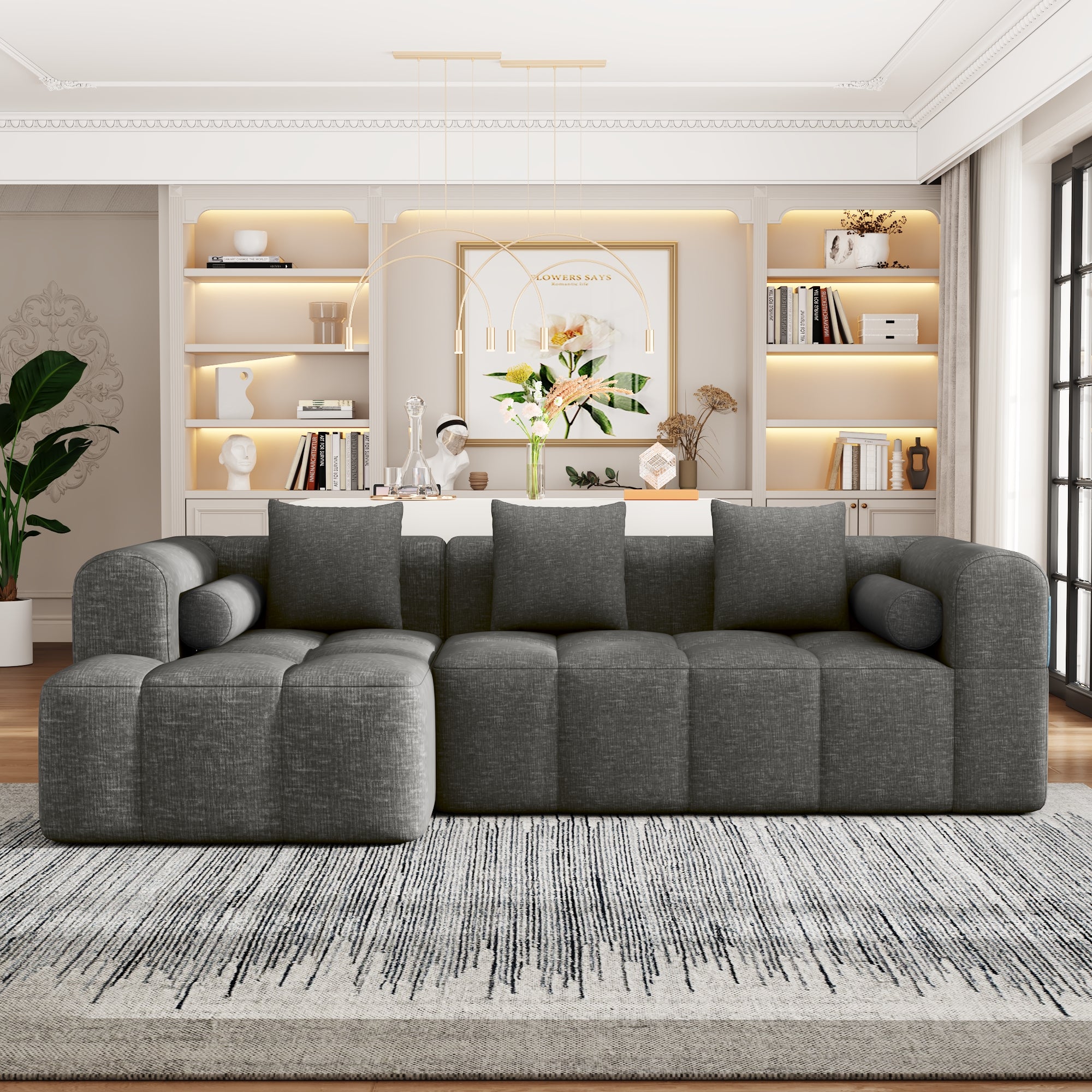Compression Sofa Convertible Floor Sofa Bed with Fixed-Shape Frame