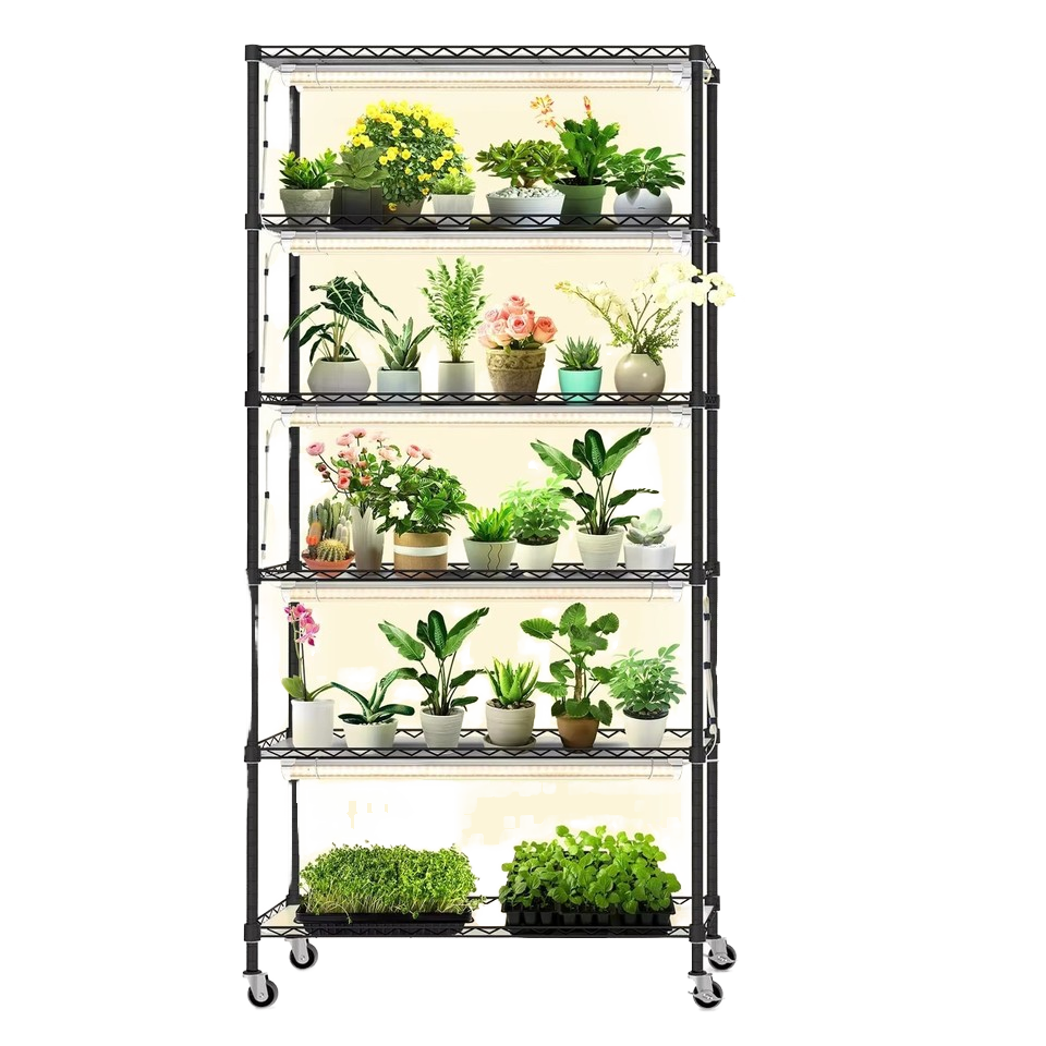 LED Plant Shelf Indoor Garden Kit with Metal Holder Square Home Vegetable Planter