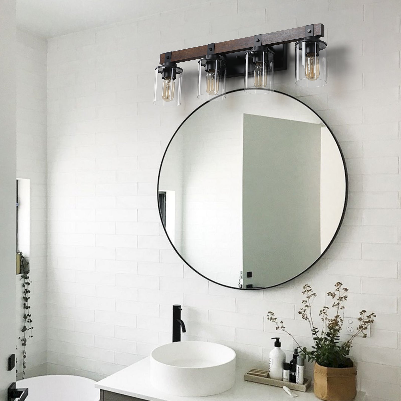 27" Rustic 4-Light Vanity Light Industrial Bathroom Wall Sconce