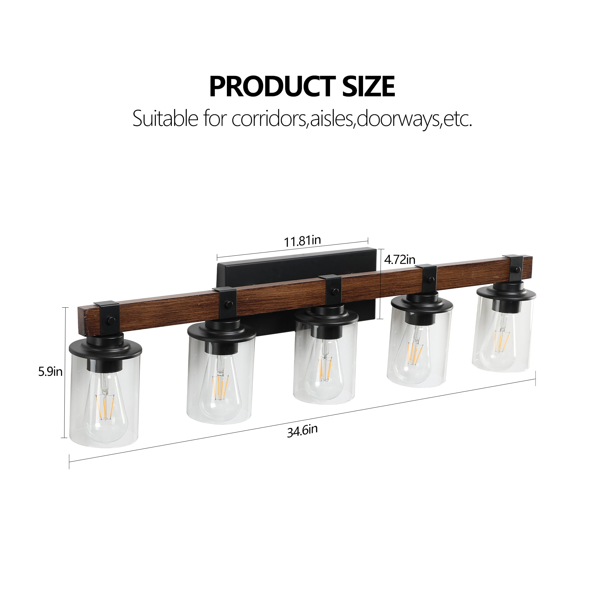 35" Rustic 5-Light Vanity Light Industrial Bathroom Wall Sconce