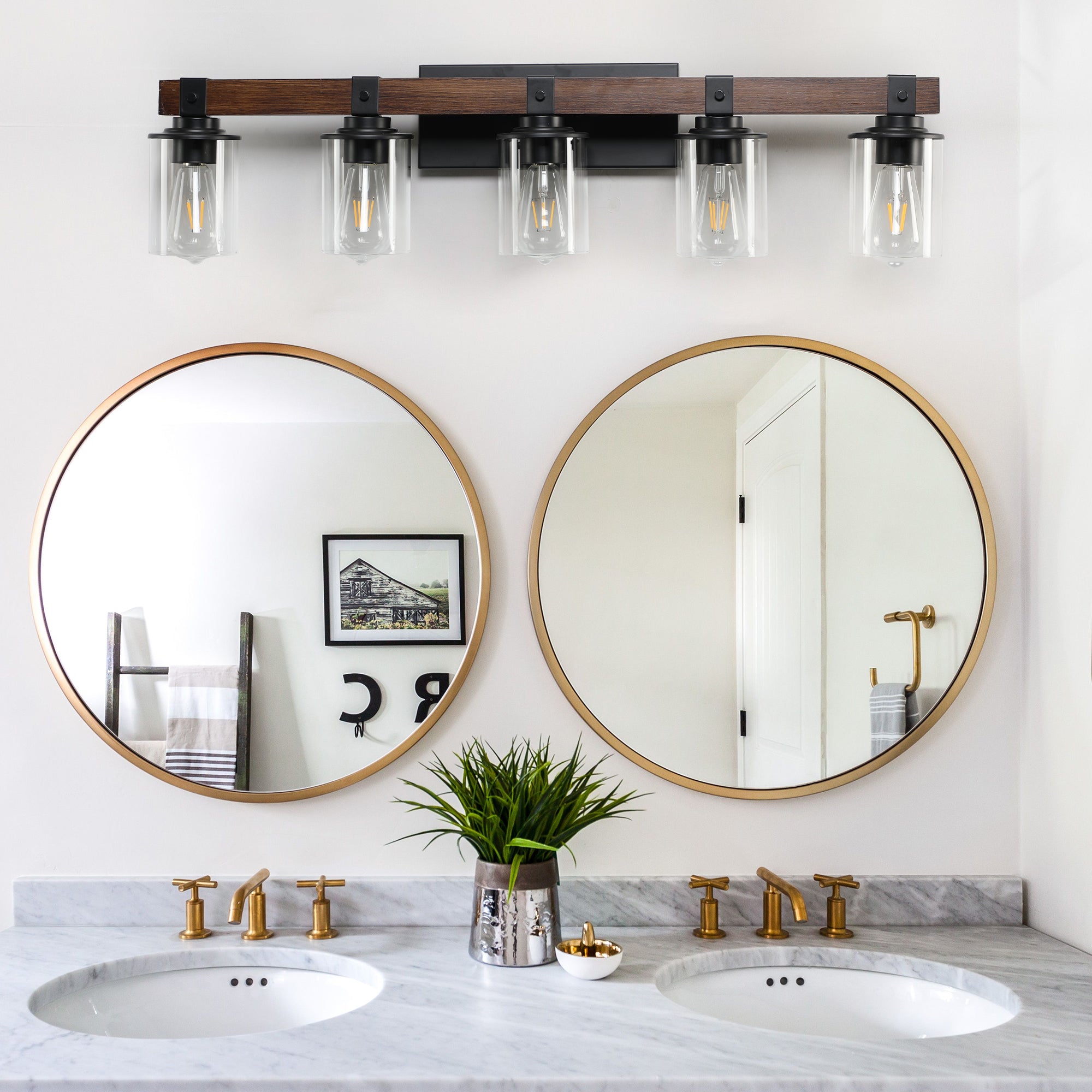 35" Rustic 5-Light Vanity Light Industrial Bathroom Wall Sconce