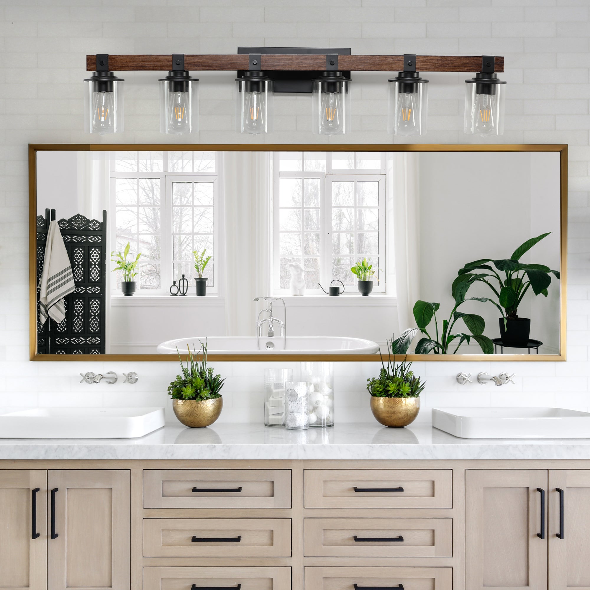 42" Rustic 6-Light Vanity Light Industrial Bathroom Wall Sconce
