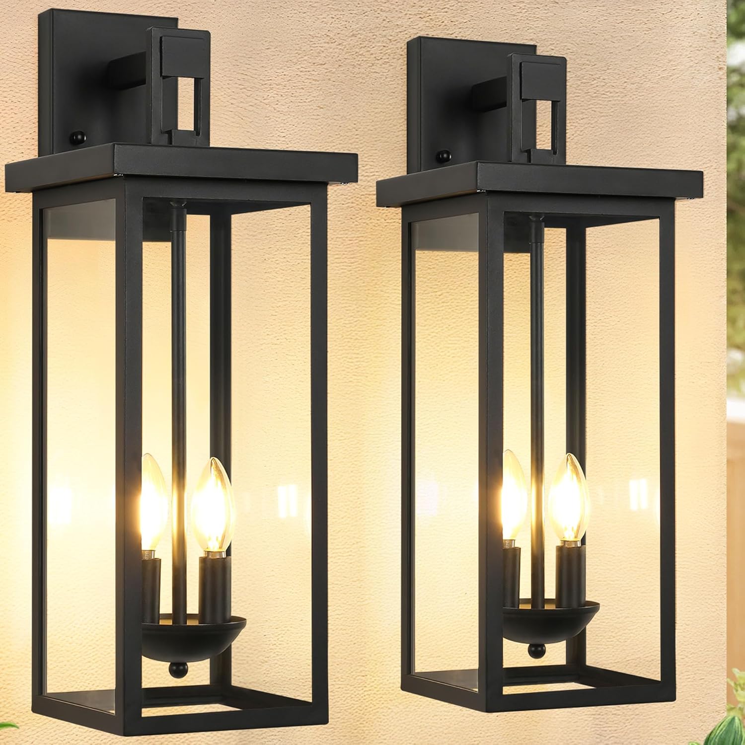22 Inch Large Black Outdoor Wall Lights Exterior Lighting Fixtures - E12 Base*2