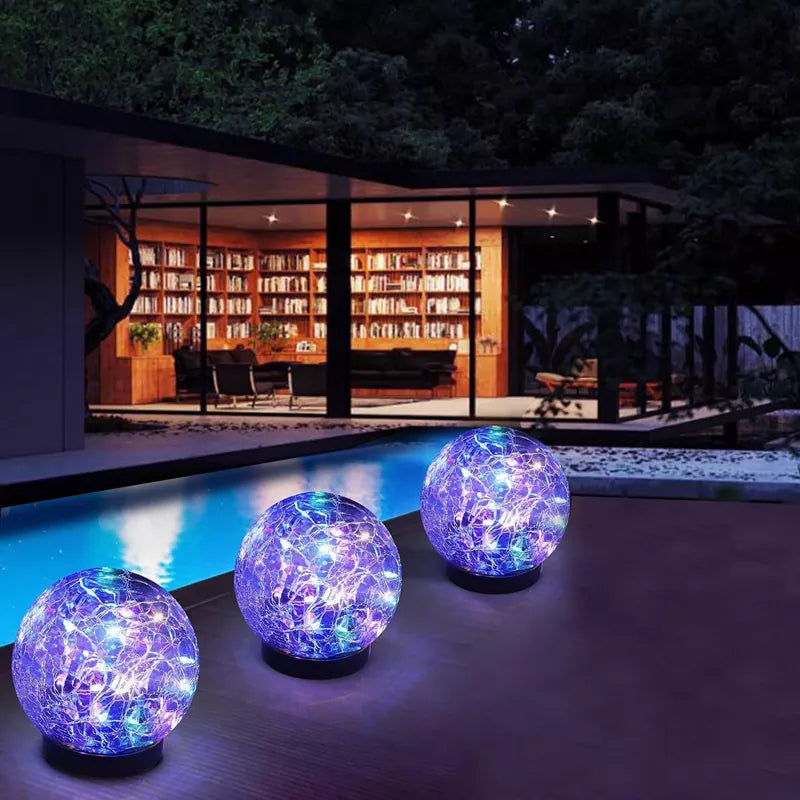 6 Pack 30 LEDs Cracked Glass Ball Light