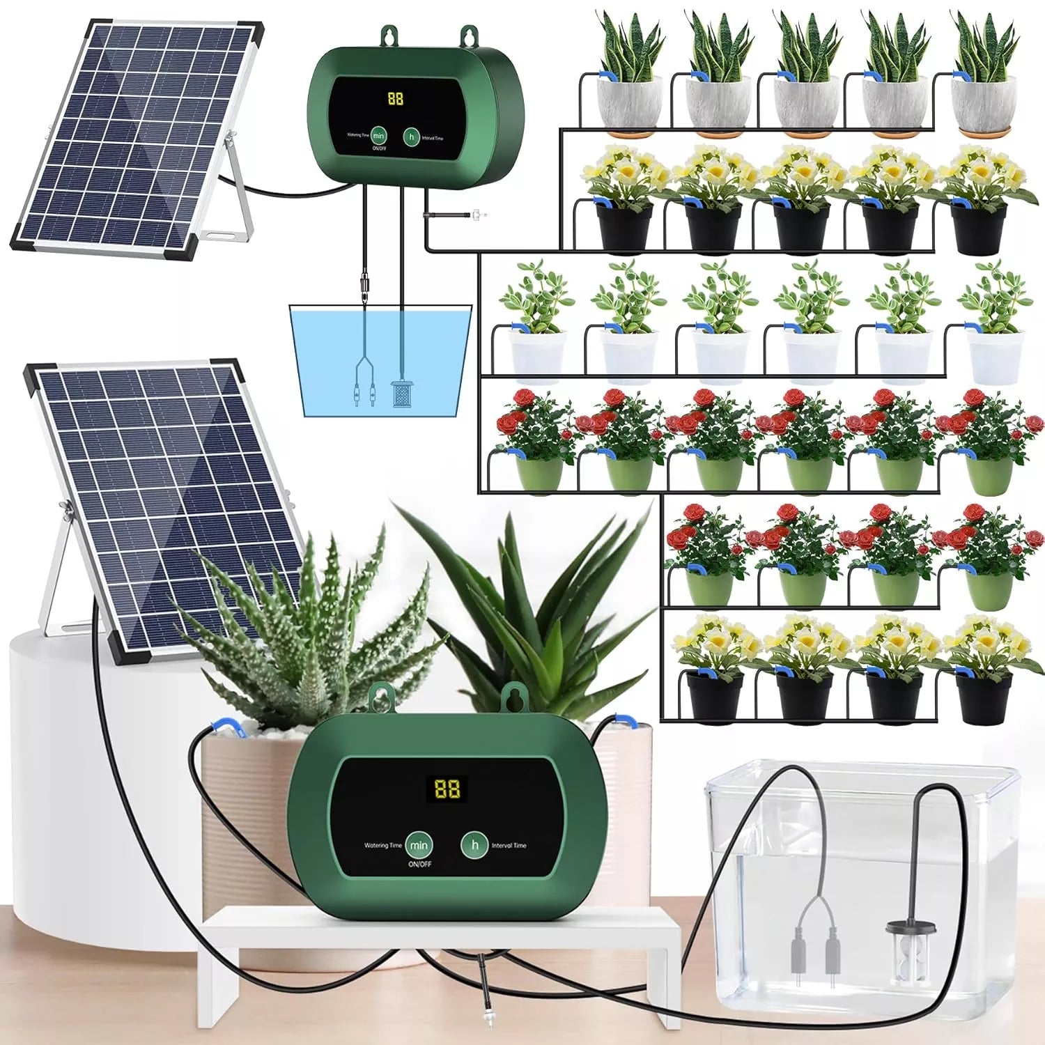 Solar Hydroponics Equipment Smart Controller Dripper Irrigation System Micro Drip