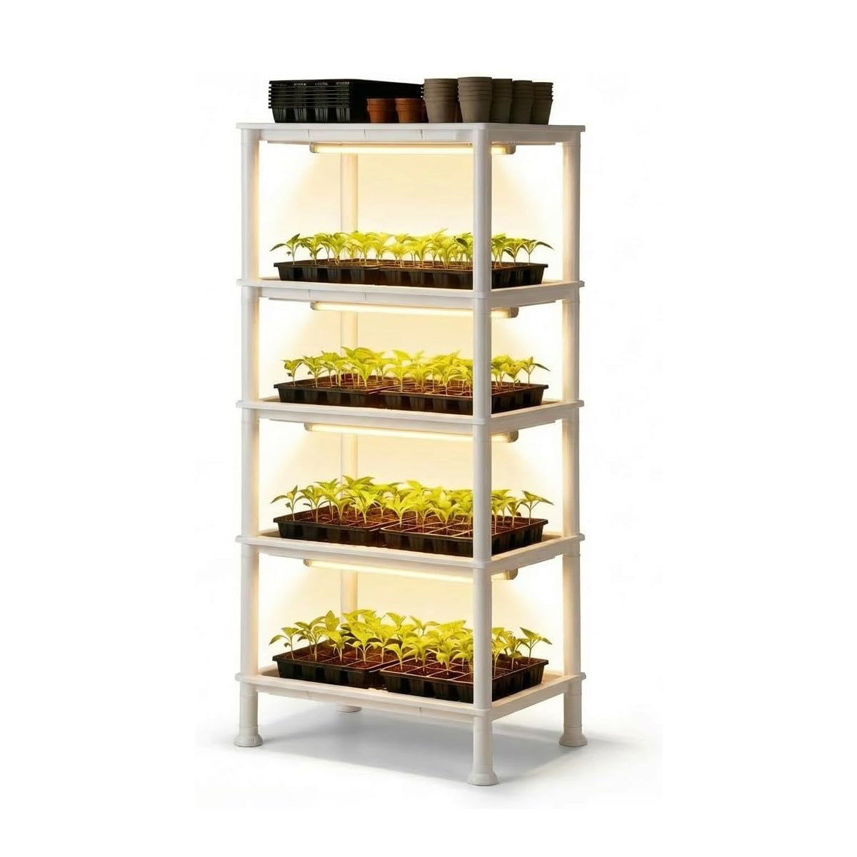 5-Tier Seed Starter Trays Plant Stand with LED Grow Light (Auto-Timer)