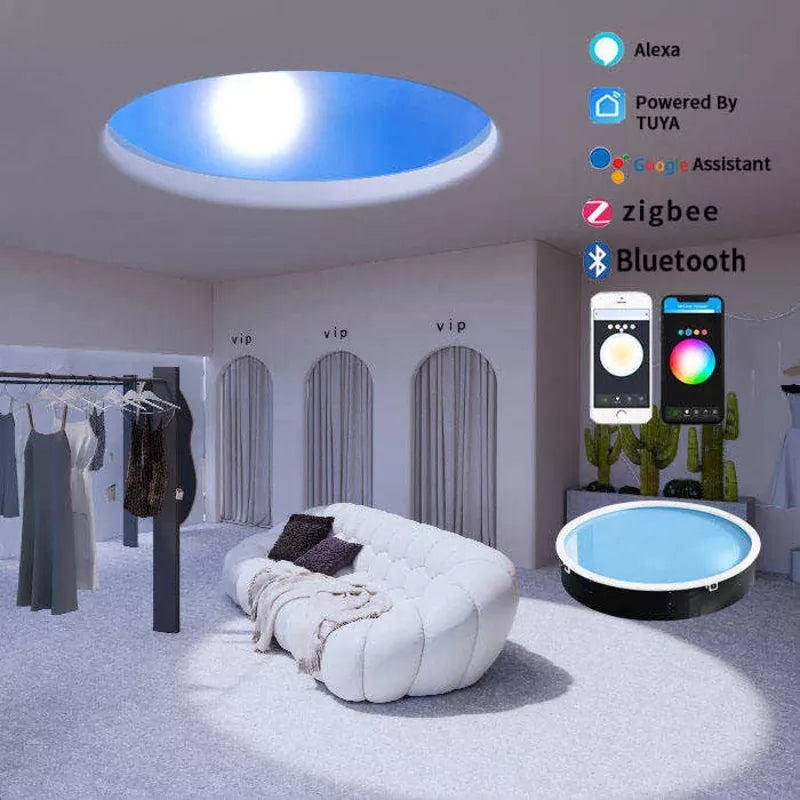 LED Artificial Sunlight Skylight Round 10000K Blue Sky Ceiling Panel Light