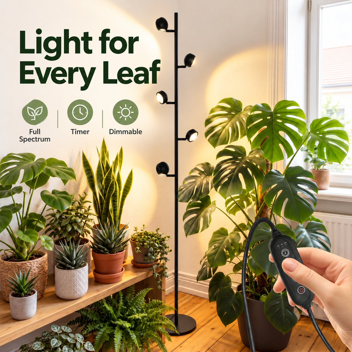 Full Spectrum Multi-Head LED Floor Grow Light for Indoor Plants - G15