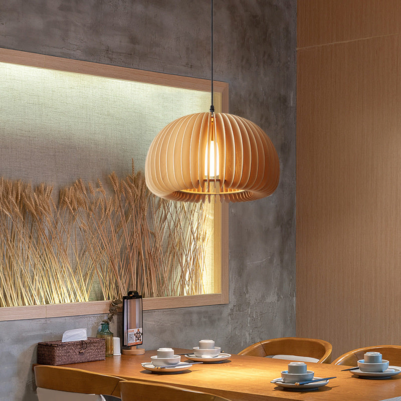 Wood Pumpkin Pendant Lights