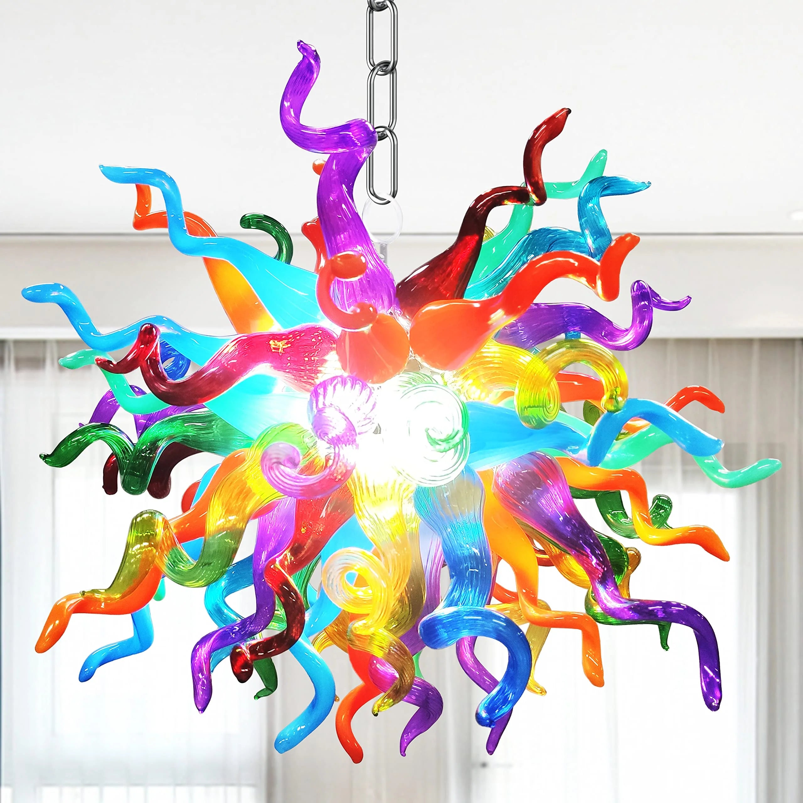 Chihuly Style Blown Glass Chandelier Multi Colors