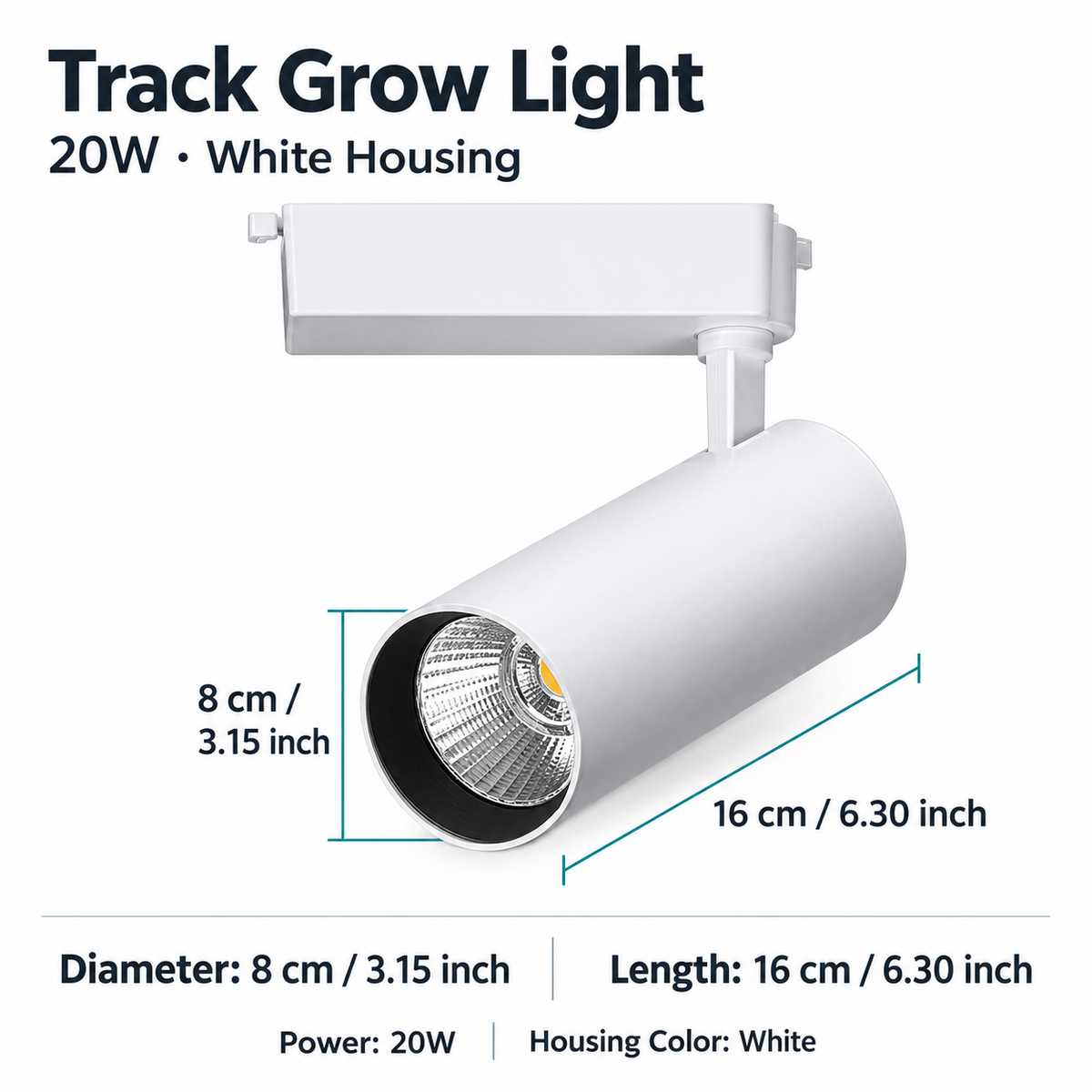 30W Full Spectrum COB LED Track Grow Light for Indoor Plants