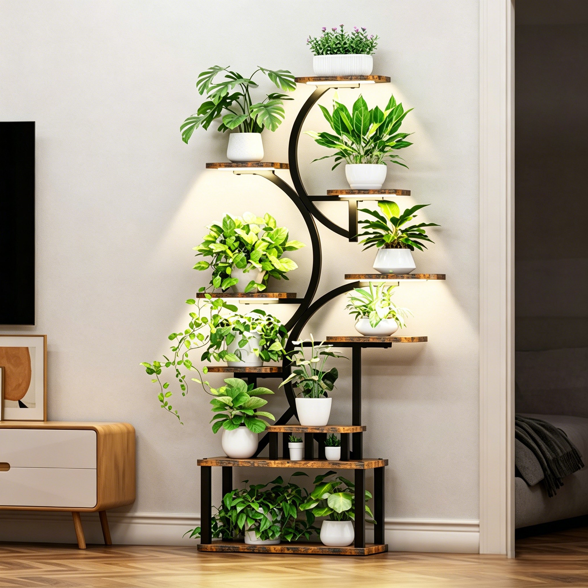 68.5" Tall 10-Tier Plant Stand with 5 Grow Lights