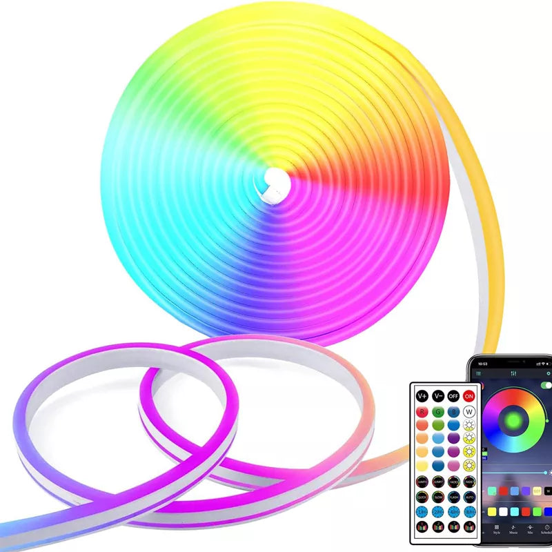 LED Neon Lights Strip 15M 24V RGB with Remote APP Control