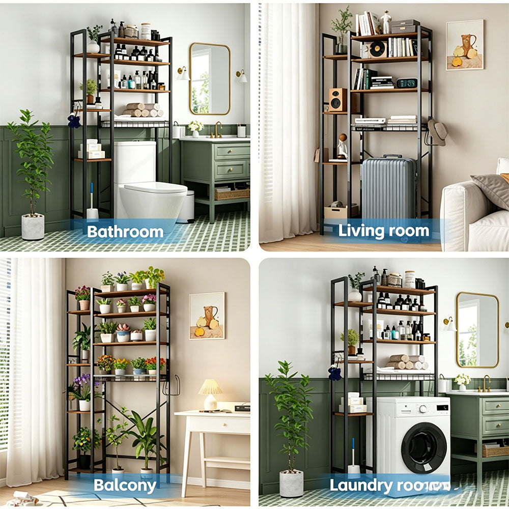 8-Tier Over The Toilet Storage with Side Rack