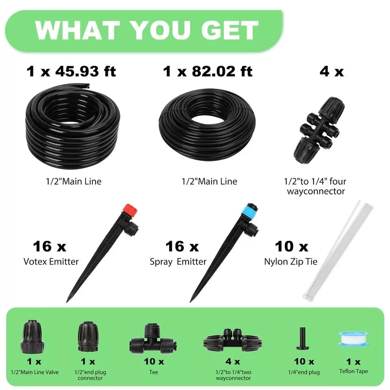 240FT Drip Irrigation System,Automatic Drip Irrigation Kit with 1/2 inch Hose