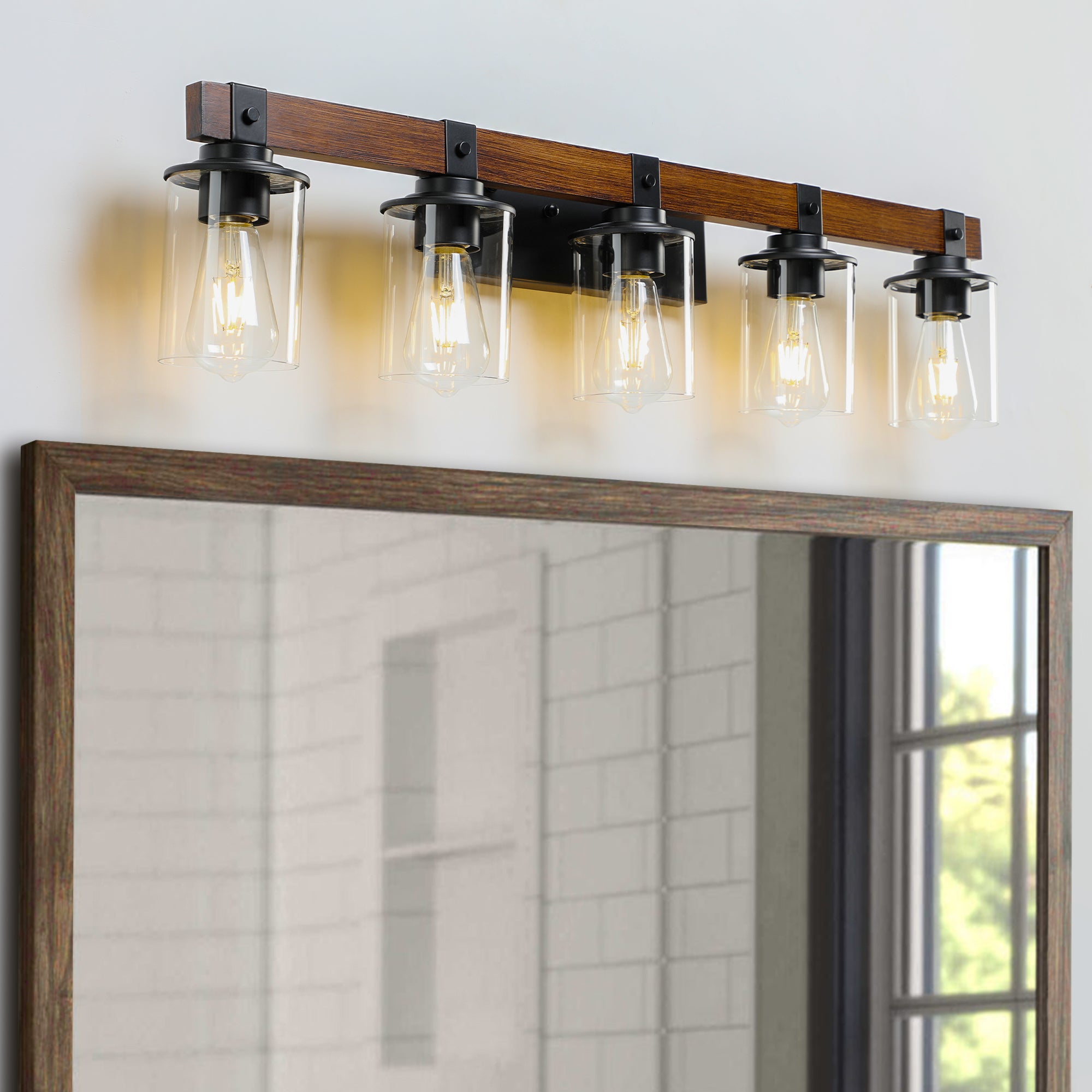 35" Rustic 5-Light Vanity Light Industrial Bathroom Wall Sconce
