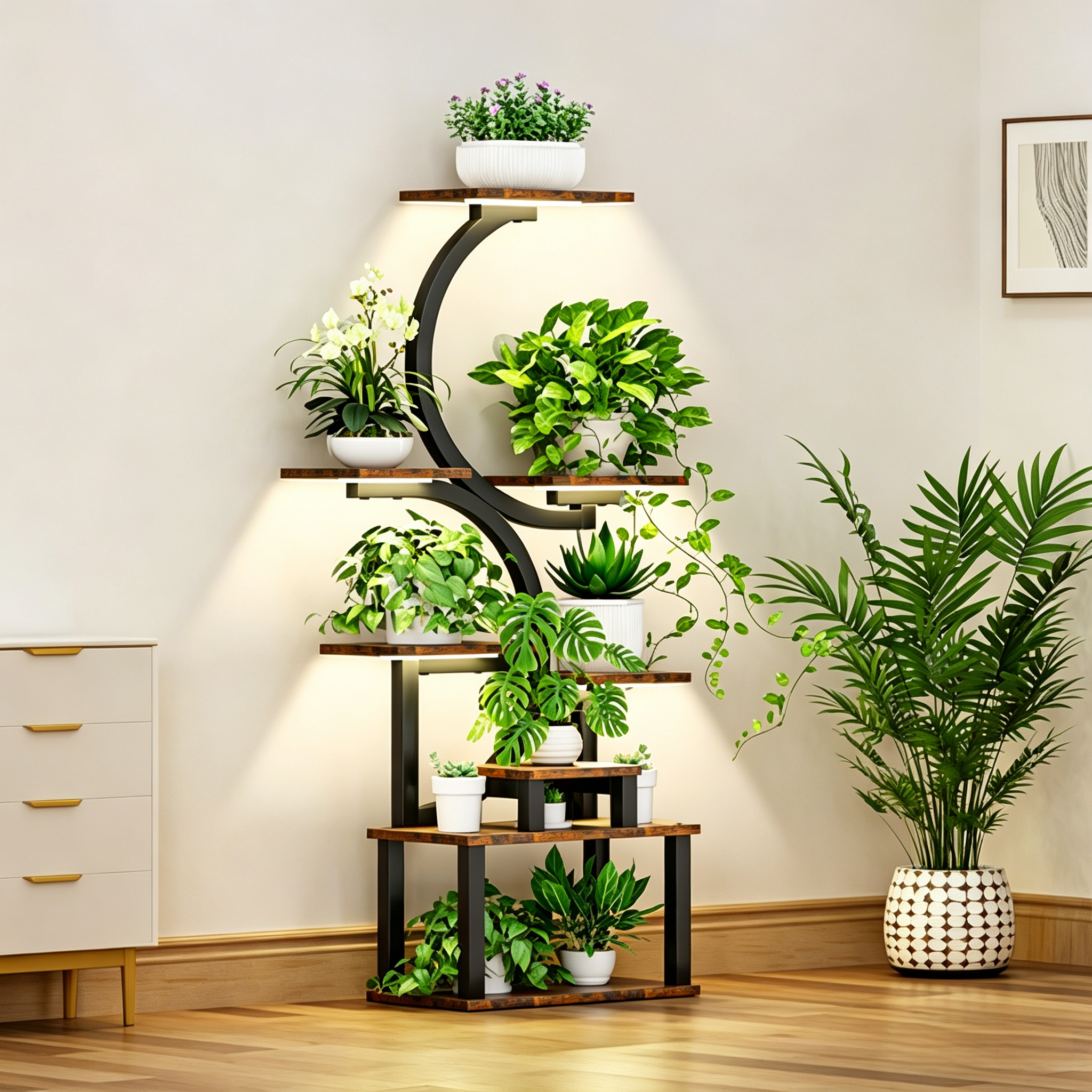 8-Tiered Indoor Plant Stand with 5 Grow Lights