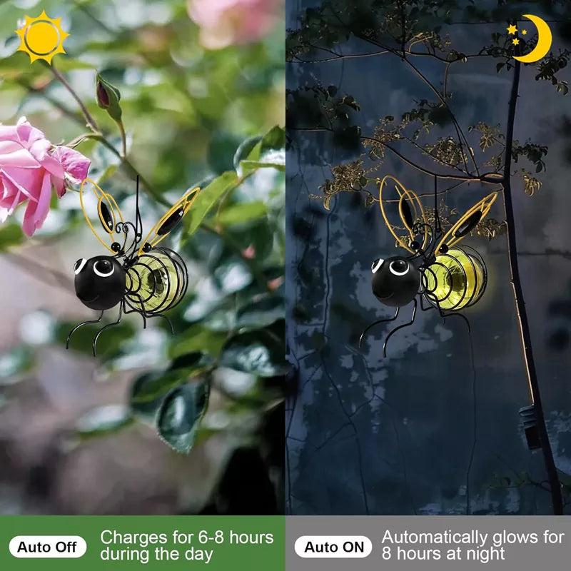 Hanging Bee Solar Garden Lights Decor for Outside (2 PCS)