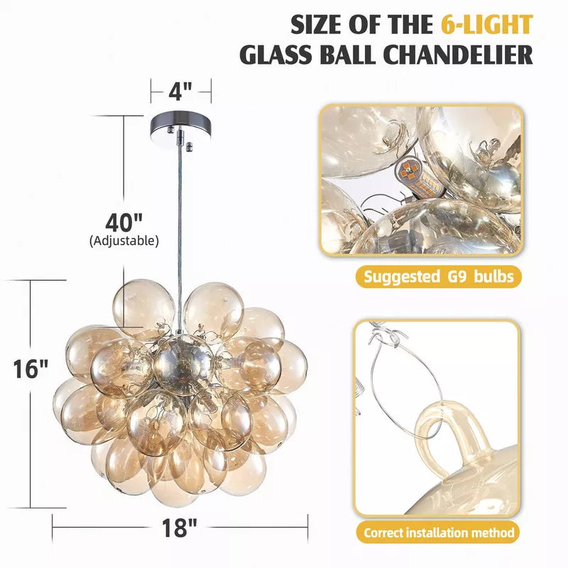 Bubble Glass Ceiling Light Talia Style D24" X H18"-T1