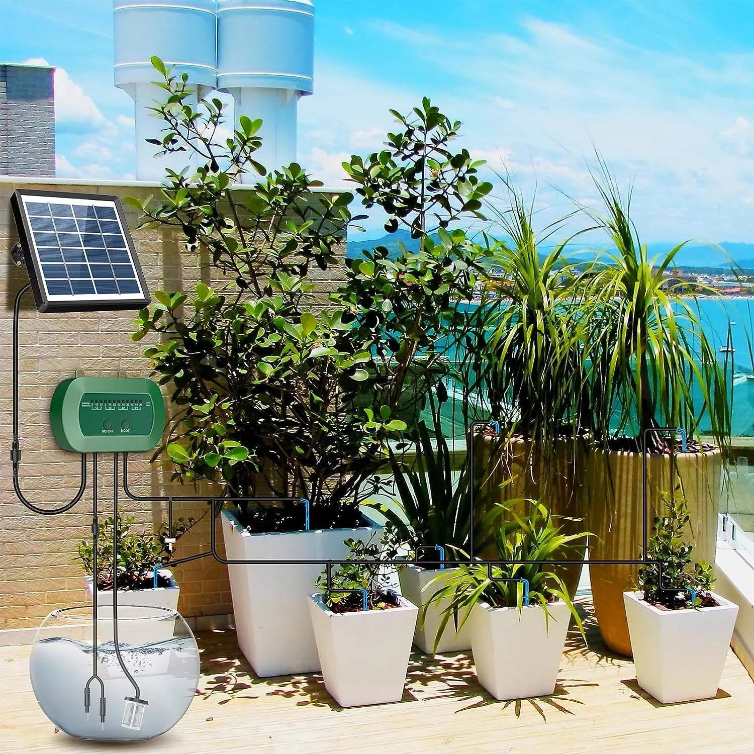 Solar Automatic Balcony Watering Kit Indoor Plant Garden Drip Irrigation System