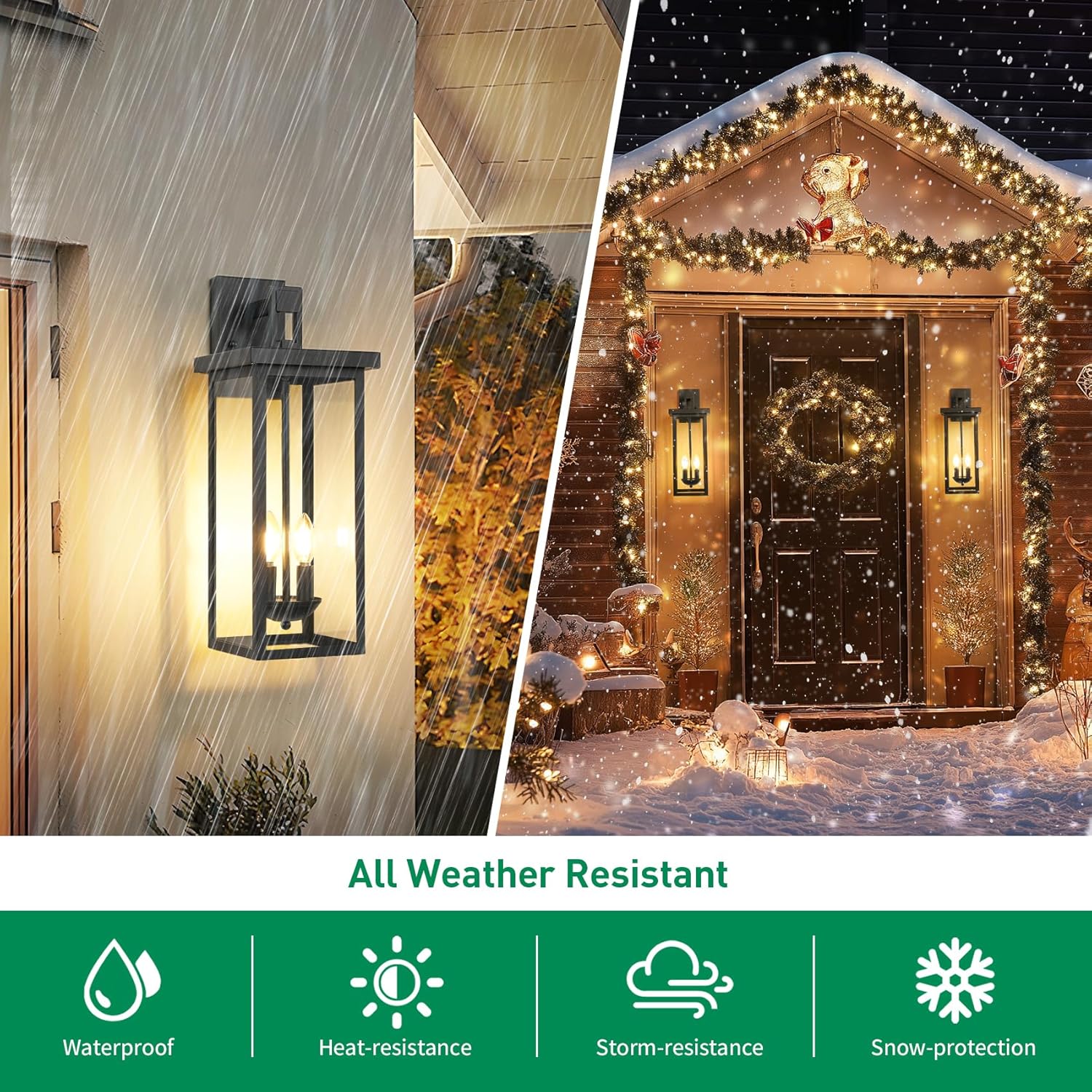 22 Inch Large Black Outdoor Wall Lights Exterior Lighting Fixtures - E12 Base*2