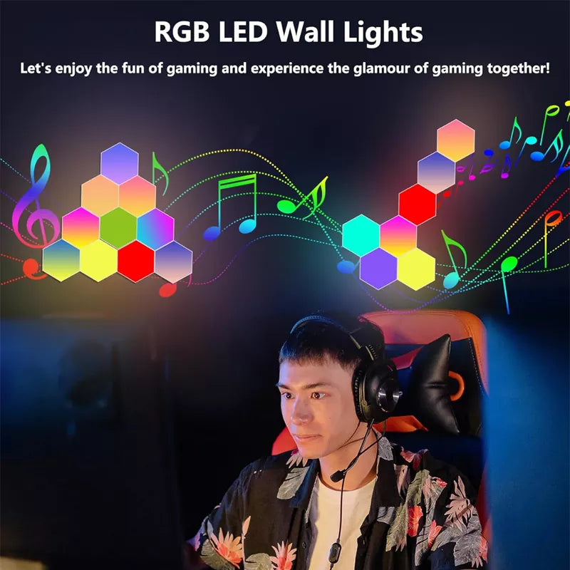 Hexagonal Light LED Wall Plate Built-in Microphone With Remote and App Control