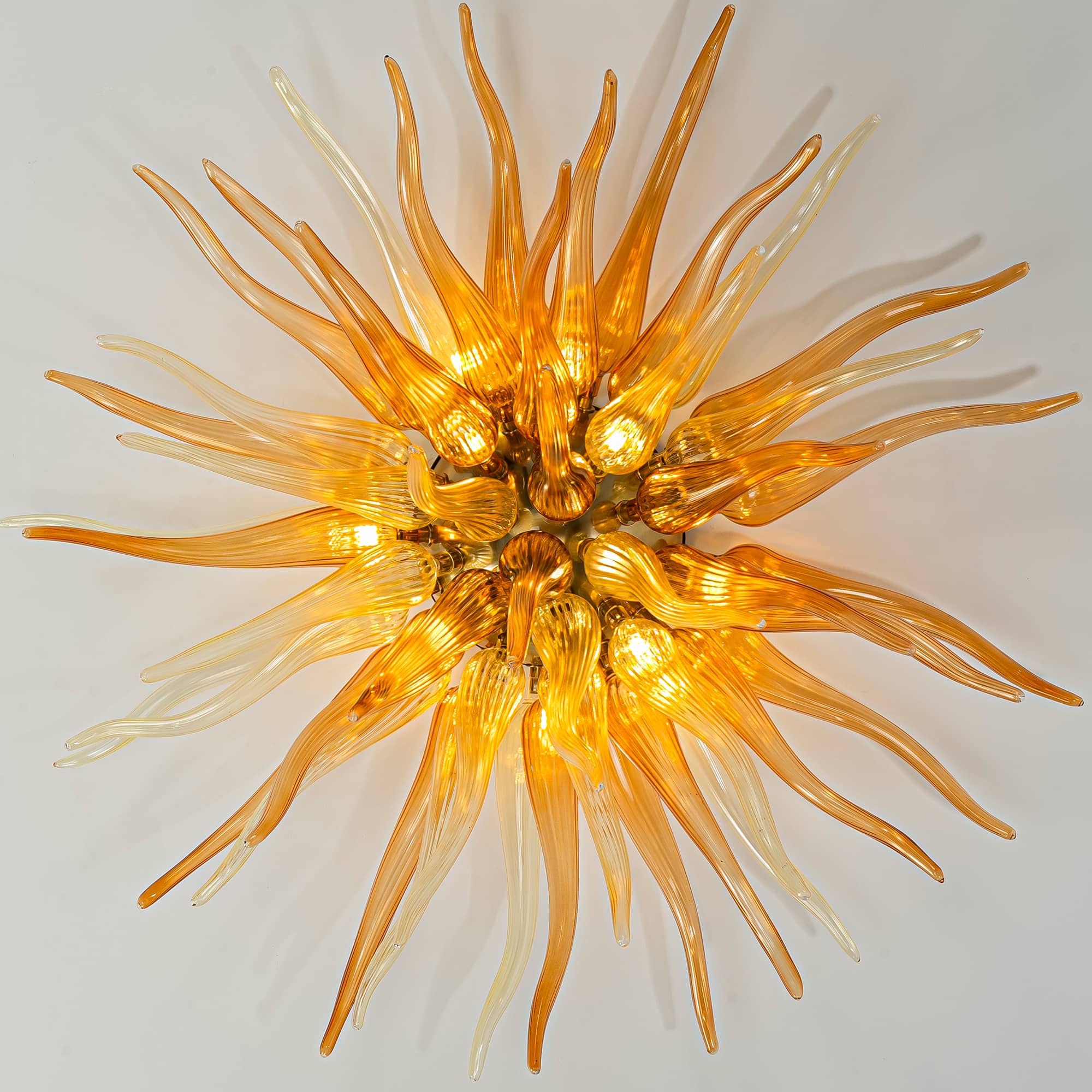 Semi-Flush Blown Glass Chandelier Chihuly Glass Sun Rise