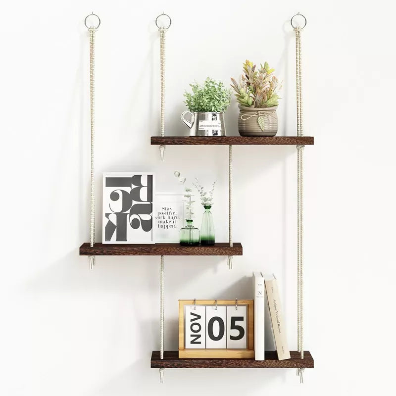 Hanging Shelves for Wall 3 Tier Boho