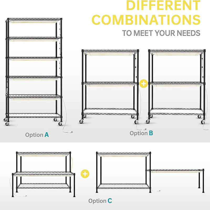 LED Plant Shelf Indoor Garden Kit with Metal Holder Square Home Vegetable Planter