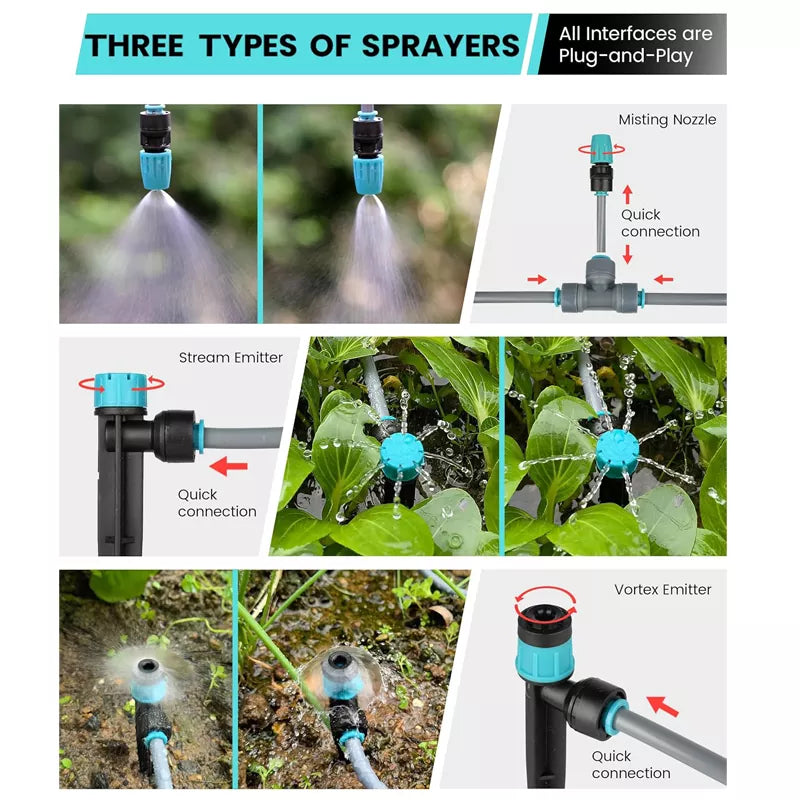 230 FT Drip Irrigation System Kit with Quick-Connect System